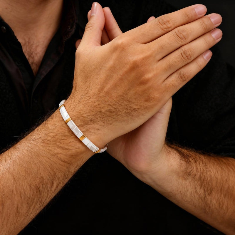 Neige - Bracelet de perles (Pour Lui)