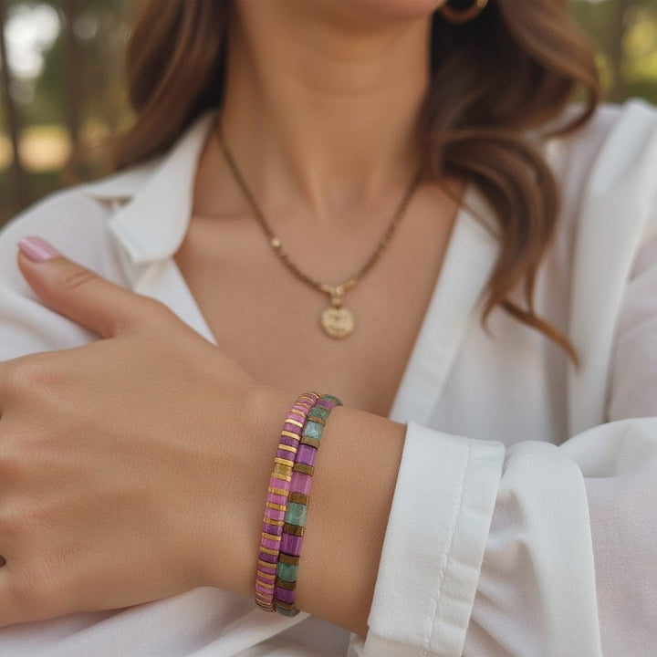 Parure Allegra - Køss Design bracelets perles plates fait main photo 6