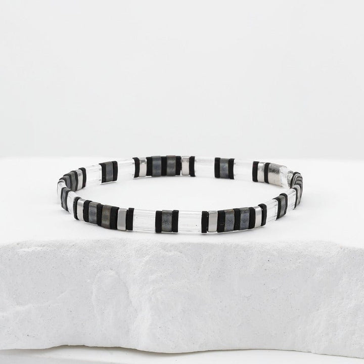 Parure Clio - détail des couleurs et motifs en perles Miyuki Tila